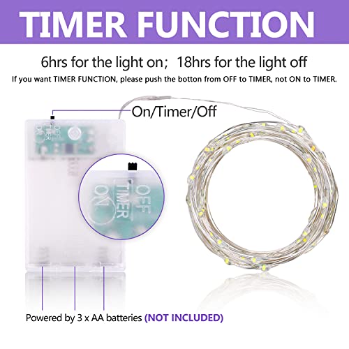 Fairy Lights Battery Operated With Timer 1 Pack Fairy Lights 16Ft/5M Battery Operated String Lights 50 Led Twinkle Lights Battery Operated For Bedroom Christmas Party Wedding Decoration(Multicolor) #TOP2