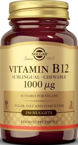 Solgar Vitamina B12 1000 mcg Cianocobalamina | 250 Comprimidos | Sublinguales sabor cereza · Reduce el cansancio · Favorece el sistema nervioso