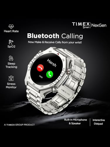 Image of TIMEX Smart NexGen 1.43 inch(3.6cm) AMOLED Display with Functional Crown and BT Calling Smartwatch for Unisex - TWTXW701T