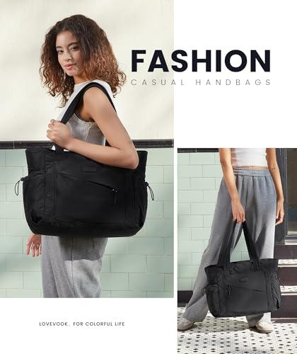 Image of LOVEVOOK Tote Bag for Women, puffer tote bag for Work Travel Nurse, Lightweight quilted Bags with Compartments