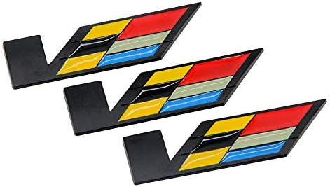 3pcs 3D Trunk Fender V SERIES Emblem Badge Decal fit for Cadillac CTS ATS XLR SLS (Black)