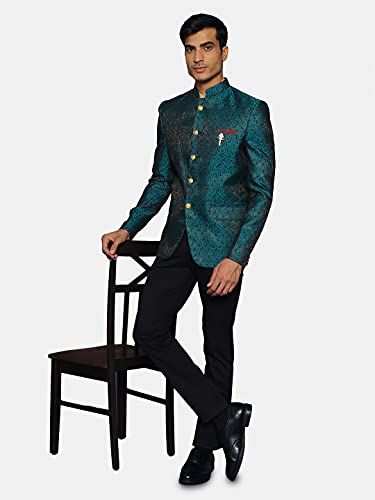 Image of WINTAGE Men's Banarasi Rayon Cotton Green Bandhgala