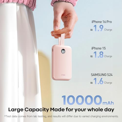 Image of iWALK Magnetic Power Bank 10000mAh, 30W Wireless Portable Charger with Fast Charging USB-C Cable,Qi2 Certified 15W Battery Pack with LED Display for iPhone 17 /16 /16 Pro /15 /14 /13 Series, Samsung Galaxy