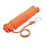 UTOMAG Magnet Fishing Nylon Rope with Carabiner, 65 Feet All Purpose High Strength Cord Safety Braid Rope – Good for Magnet Fishing – Diameter 6mm / 8mm – Approximately 1/4” / 1/3”
