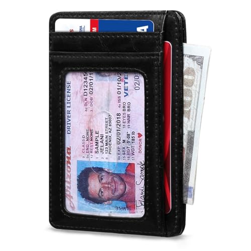 Image of RUNBOX Slim Minimalist Front Pocket RFID Blocking Leather Wallets for Men and Women Card Holder Wallets Gifts for men