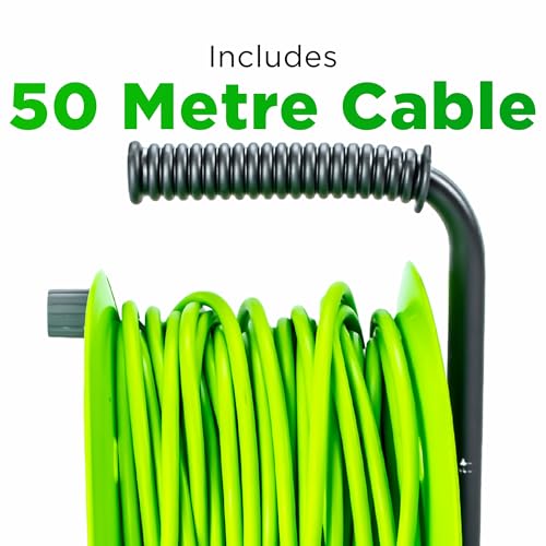 Carrete de cable de 4 enchufes resistente ION50M13ACR1 de 50 metros de longitud 5