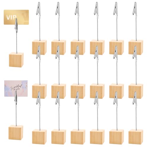 Fotohalter mit Klammern, 20 Stück Holz Memo Clip Halter, Postkartenhalter, Tischkartenhalter für Bilder, Karten und Hinweise, für Heimdekoration, Büro, Party