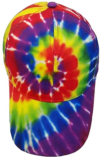 Rainbow Tie Dye Baseball Cap – Adjustable Hat for Men & Women, 100% Cotton, Hand Dyed in USA – Festival & Everyday Wear