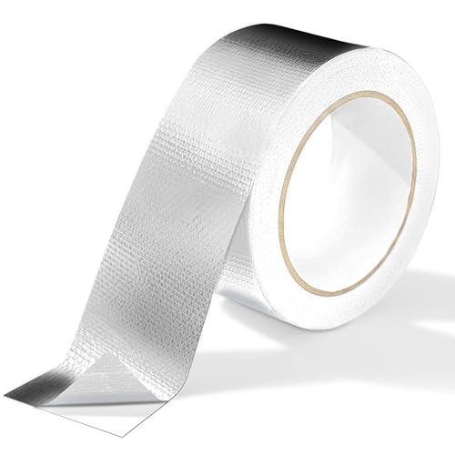 Zeeorymn Ruban Adhésif Aluminium,50mm x 20m Aliminum foil tape Fibre de Verre Résistant à la Chaleur UV & à l'Eau, Imperméable pour Réparation d'Isolation