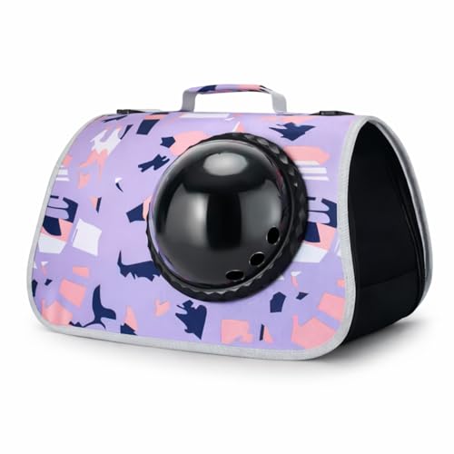 Image of Cawypety Cat Backpack Carrier, Breathable Cat Carrier Pet Backpack for Kitty Small Dog Up to 15Lbs, Transparent & Foldable Pet Carrier for Travel Hiking (Purple, Window)