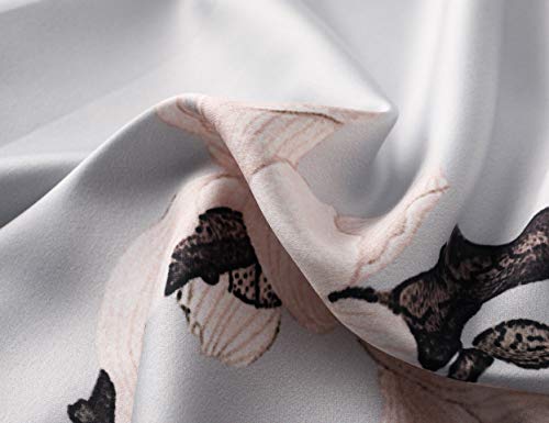 Babeyond Kimono Robe Cover Up Long Floral Satin Sleepwear Silky Bathrobe Bachelorette Robe (Gray) #TOP3