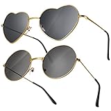 Weewooday 2 Paar Hippie Brille Retro Hippie Sonnenbrillen Kostüm Herren Damen (Grau)