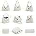 Women Boston Bag Woven Tote Vegan Leather Handbags Female Satchel Messenger Bag Fashion Shoulder Crossbody Bag Casual Hobo (Ivory White)