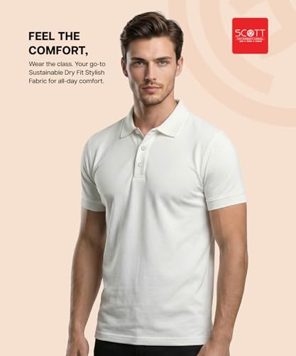 Image of Scott International T Shirt for Men | Polo T-Shirt for Man | Plain Casual Stylish | Half Sleeve | Mens Polyester Dry Fit Collar Polo Tshirts for Men, Quick Drying & Breathable Fabric, Gym Wear Tees