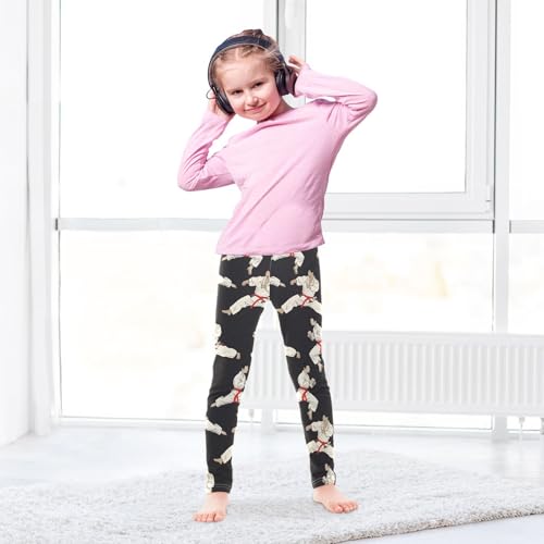 ALAZA Girls' Leggings Children's Yoga Pants Skinny Printed Dance Karate Black Comfortable 4T3