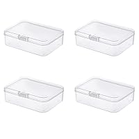 Globellapro 4PCS Square Transparent Plastic Organize,Small Storage Box with Lids,Empty Mini Clear Plastic Storage Containers Box Case for Small Item,9.1 * 5.9 * 2.5cm