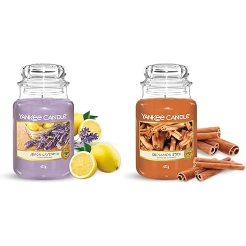 Yankee Candle Scented Candle | Cinnamon Stick Large Jar Candle | Long Burning Candles: up to 150 Hours & Scented Candle | Lemon Lavender Large Jar Candle Cover