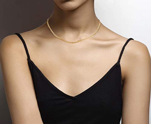 Miabella Solid 18K Gold Over Sterling Silver Italian 5Mm Diamond-Cut Cuban Link Curb Chain Necklace For Women Men, 925 Sterling Silver Made In Italy (16 Inches (X-Small)) #TOP3
