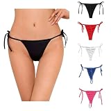 ANLINGOO 5 Pack Womens Tie Side Thong Panties String Plus Size Low Rise Adjustable G String Easy Off T-back...