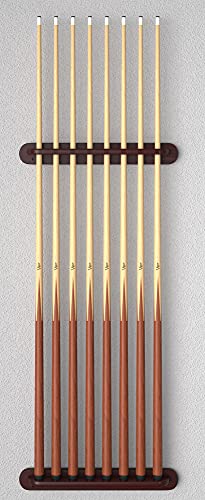 Viper 2-Piece Traditional Wall Mounted Solid Oak Billiard/Pool Cue Rack, Holds 8 Cues, Mahogany Finish #TOP1