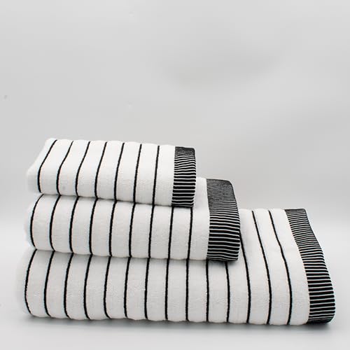 Casa Da Laura - Juego De 3 Toallas Gris Rayas 600 Gr M2 - Colores Resistentes, Rápida Absorción Y Suaves - Toalla De Baño 100x150cm , Lavabo 50x100cm Y Bidé 30x50cm Casa Da Laura - Juego De 3 Toallas Gris Rayas 600 Gr M2 - Colores Resistentes, Rápida Absorción Y Suaves - Toalla De Baño 100x150cm , Lavabo 50x100cm Y Bidé 30x50cm