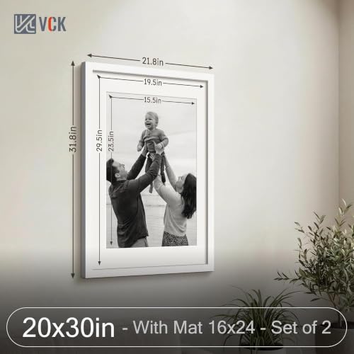 Image of VCK 20x30 Frame 2 Pack, White Wood, 16x24 Mat, for Poster, Artwork