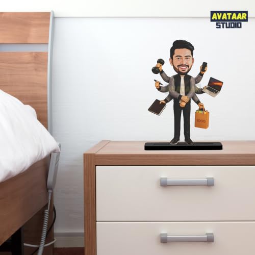 Image of Personalized Multitasking Figurine Custom Face Avatar from Photo Executive Desk Decor Gift for Entrepreneurs, Managers & Business Professionals (7 Inches)