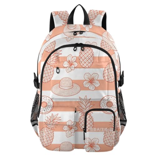 Mochila para laptop con estampado de donas y piñas para estudiantes