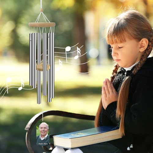Image of ASTARIN Personalized Wind Chimes Outdoor Large Deep Tone,Large Customized WindChimes for Outside Tuned Relaxing Soothing, Memorial Wind Chimes Sympathy for Mom Dad