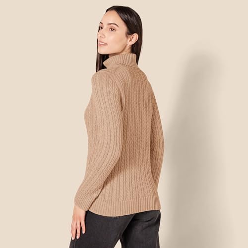 Image of Amazon Essentials Women's Long Sleeve Fisherman Cable Knit Turtleneck Sweater (Available in Plus Size)