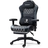 Dowinx Heated Massage Gaming Chair for Adults - Ergonomic Reclining Computer Chair with Pocket Spring Cushion and Adjustable Footrest, Heavy Duty Gaming Chair with Lumbar Support, Black White