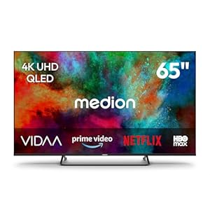 MEDION 163, 9 cm (65 Zoll) QLED Fernseher (Smart-TV, Dolby Vision HDR, HBO Max, MagentaTV, Prime Video, Disney+, DAZN, Paramount+, Dolby Atmos, VIDAA Store, PVR, Bluetooth, MD 865602)