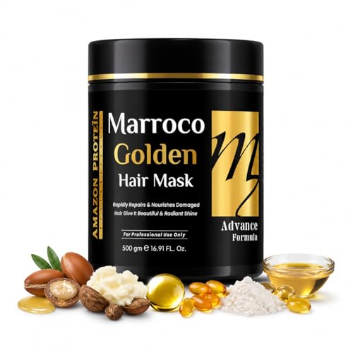Image of Moroccan Argan Golden Hair Mask 500g | Professional Deep Conditioning Hair Spa Cream | Repairs Dry, Damaged & Frizzy Hair | Nourishes, Hydrates & Adds Shine | For Men & Women