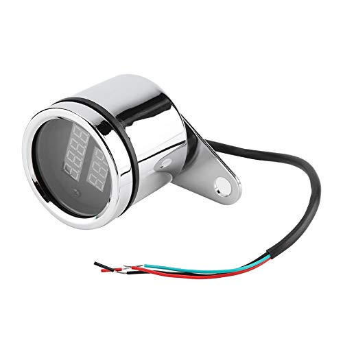 Tacómetro electrónico, 2 en 1 motocicleta LED voltímetro digital tacómetro velocímetro odómetro de metal