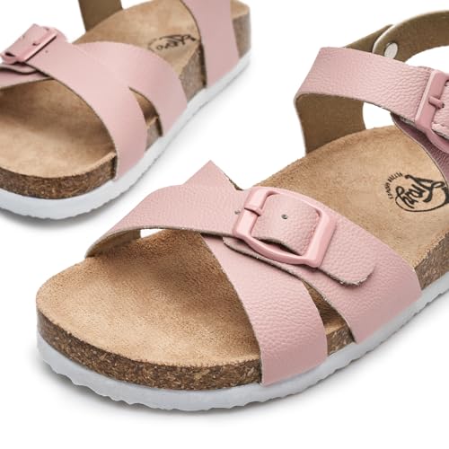 Trary Girls Sandals Open Toe Casual Summer Shoes with Cork Footbed Comfortable Flat Sandals for Little Kids3