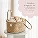 BEBE BASK Premium Baby Diaper Caddy Organizer - Artisan-Made Seagrass Basket With Cotton Divider - Award-Winning & Luxury Diaper Caddy Basket (ROSA)