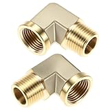 QWORK 90 Degree Brass Street Elbow – 2 Pack, 3/8