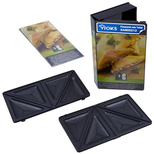 VIOKS Lot de plaques à sandwich de rechange pour Tefal XA800212 - Pour appareil combiné Snack Collection
