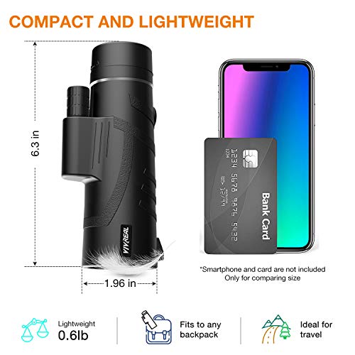 VIVREAL Monocular Telescope - 12X42 High Power Monocular for Bird Watching, IPX7 Waterproof HD Monocular with Tripod Made by Hyper FMC BAK4 Prism & Eco-Friendly Materials