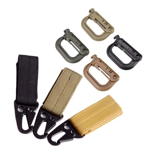 Mikikit 7pcs Nylon Ribbon Hanging Buckle Set D-ring Carabiners for Outdoor Backpacking Mountain Climbing and Camping Accessories