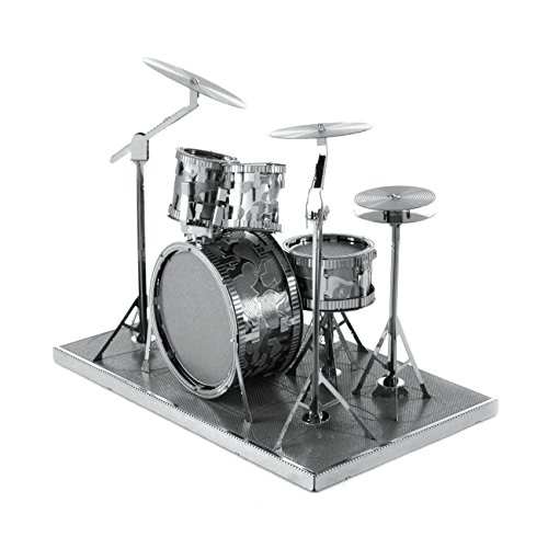 Metal Earth 3D Laser Cut Steel Models - Drum Set, Base Guitar And Lead Electric Guitar = Set Of 3 #TOP2