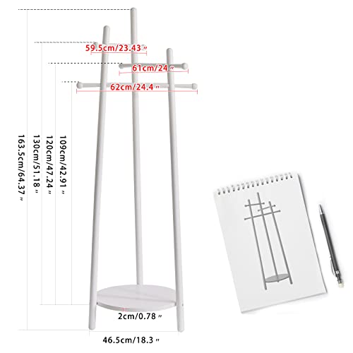 Aibiju Coat Rack With Unique Design, Coat Stand With Storage Shelf And 3 Top Rod, Coat Tree Easy To Assemble, For Suits Clothes Jacket Hat Umbrella White Yd-1441 #TOP5