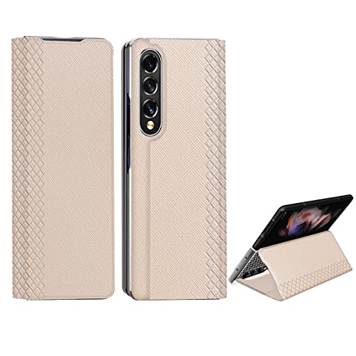 WOLAFOO Funda para Samsung Galaxy Z Fold 3 con Soporte magnético, antiarañazos, antihuellas, Piel de, Resistente a Las Huellas Dactilares, para Galaxy Z Fold 3 5G 2021 (Gris) Cover