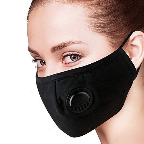 NVL Black PM 2.5 N95 Anti Pollution Dust Proof Activated Carbon Face Mask with Breathing Valve All (Size: Free, 1 Piece)