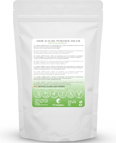 SIDR (JUJUBE) PULVER - 200 gr - Ein natürliches Reinigungsmittel Pflanzenpulver | Geeignet für alle Haartypen, auch für dünnes, schwaches und strapaziertes Haar 100% rein und natürlich