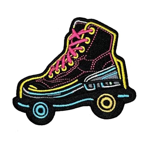 3.5" Roller Skate Iron-On Patch Embroidered Applique