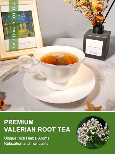 Image of TeeLux Valerian Root Tea Bags, Smooth & Mild Taste, Caffeine Free, 100 ct | Natural Valerian Root Herbal Tea, Sugar Free & Gluten Free, Enjoy Hot or Iced, Foil-Lined Resealable Pouch