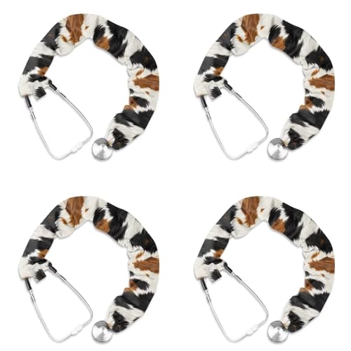 Cowhide Print 4 Piece Stethoscope Covers for Nurses Doctors Soft Stretchy Washable Stethoscope Protective Sleeve Universal Fit for All Types of Stethoscopes