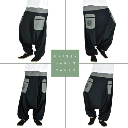 virblatt - Harem Pants Men & Harem Pants Women | Cotton | Drop Crotch Pants Men Genie Pants Aladdin Pants Hippie Rave4