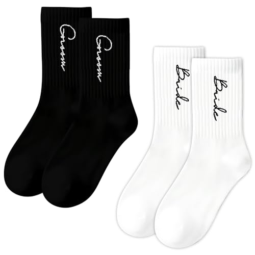 HubbyWifeyGifts Bride and Groom Gifts Couples Crew Socks Wedding Engagement and Honeymoon Essentials Gifts